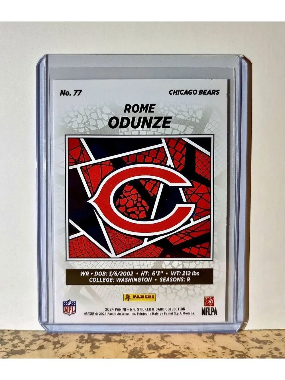 Rome Odunze 2024 Panini NFL #77 Rookie Sticker Card Chicago Bears